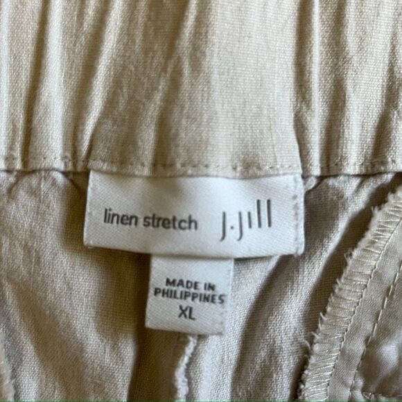 J Jill Linen Stretch Cream Pull On Elastic Waist w/Pockets Pants Women's Size XL - Picture 3 of 8